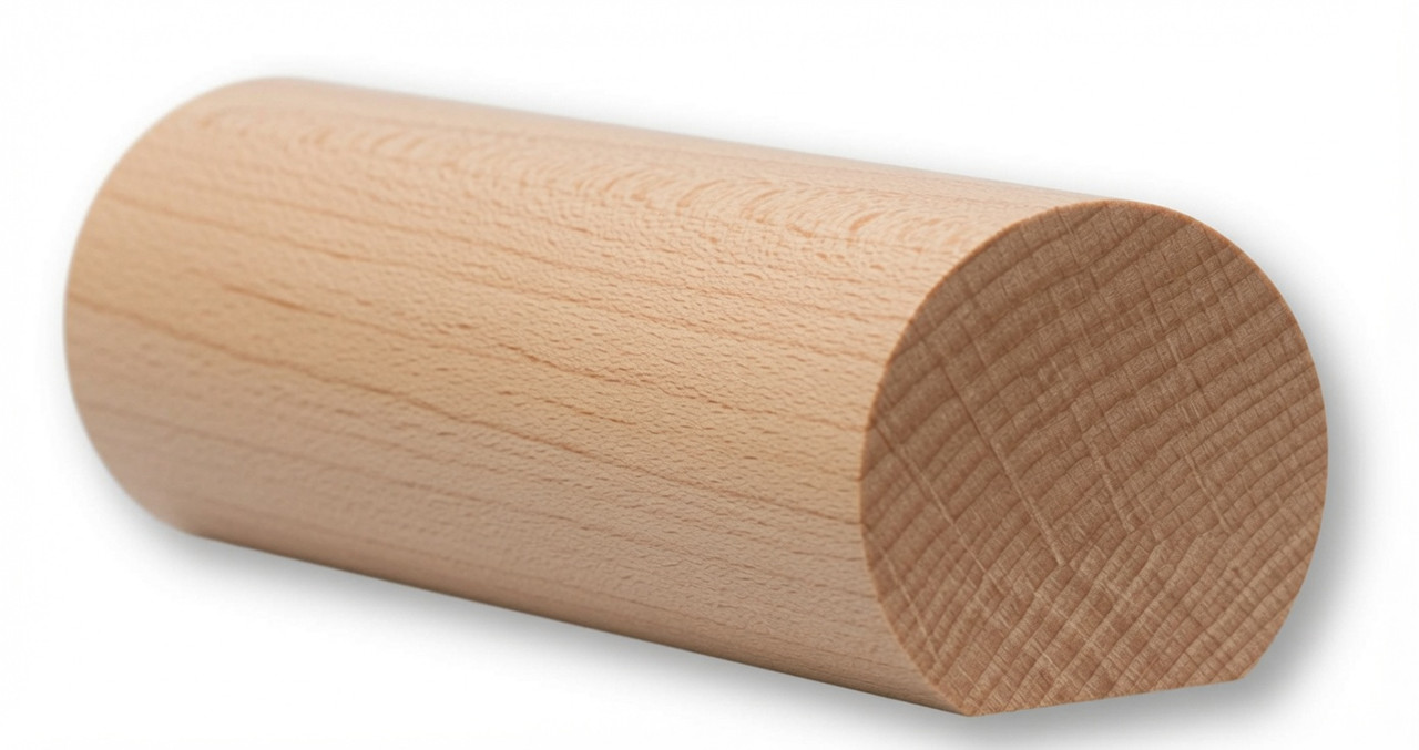 6040 1-5/8" x 1-3/48" Round Handrail with Flat Bottom, Soft Maple