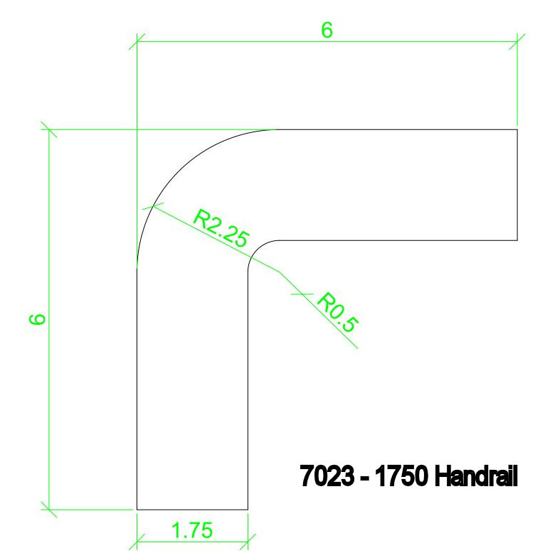 7023 CADD for 1750 1-3/4" Full Round Handrail