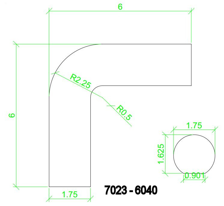 7023 CADD for 6040 1-3/4" Handrail w/Flat Bottom
