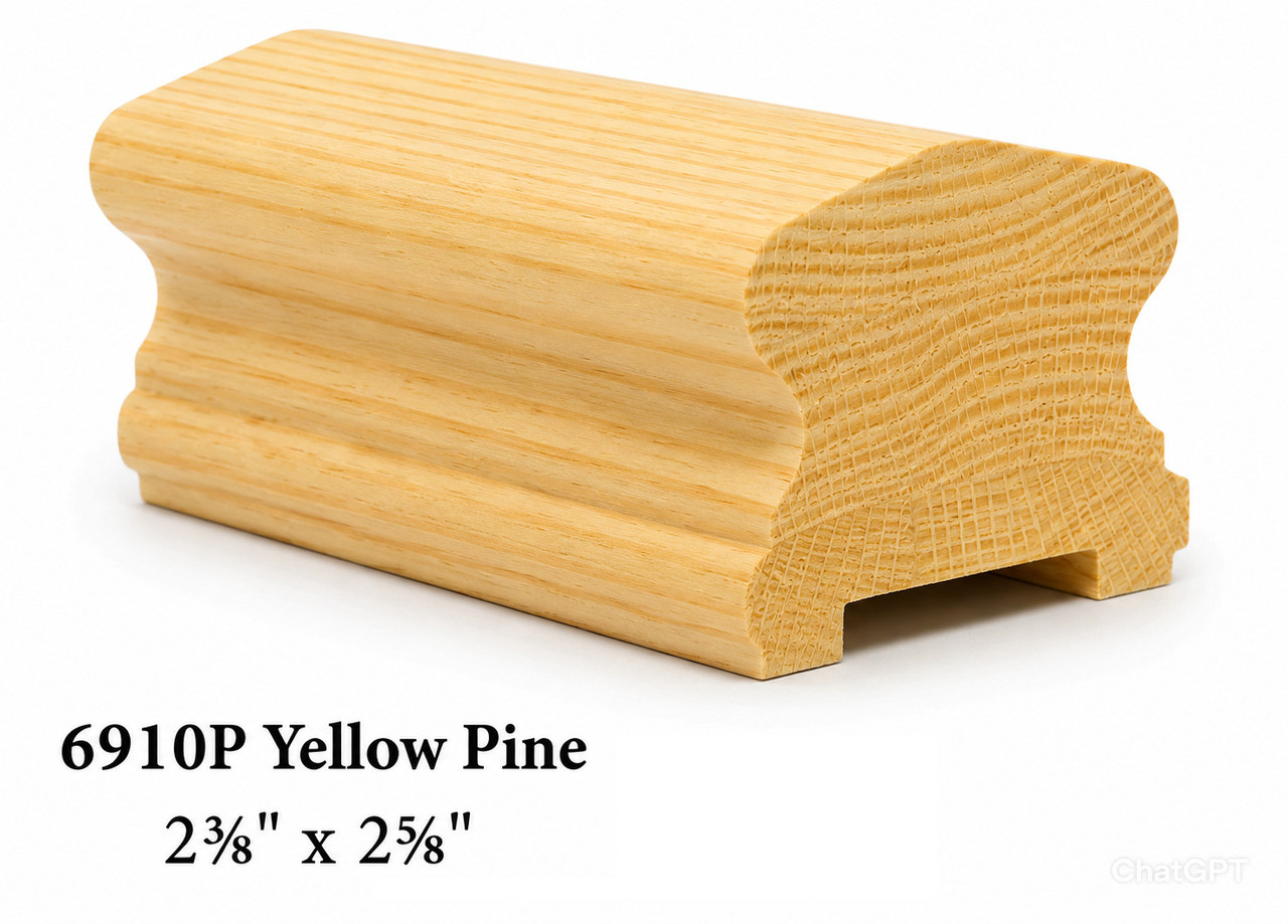 6910P Yellow Pine Plowed Handrail