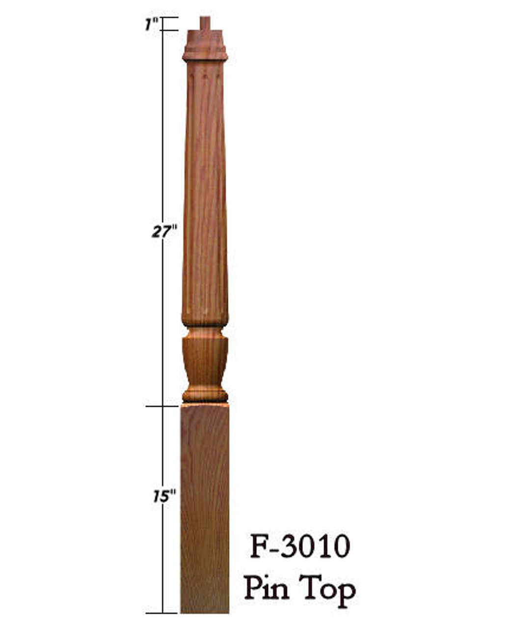 F-3010 Fluted 43" Pin Top Starting Newel Post
