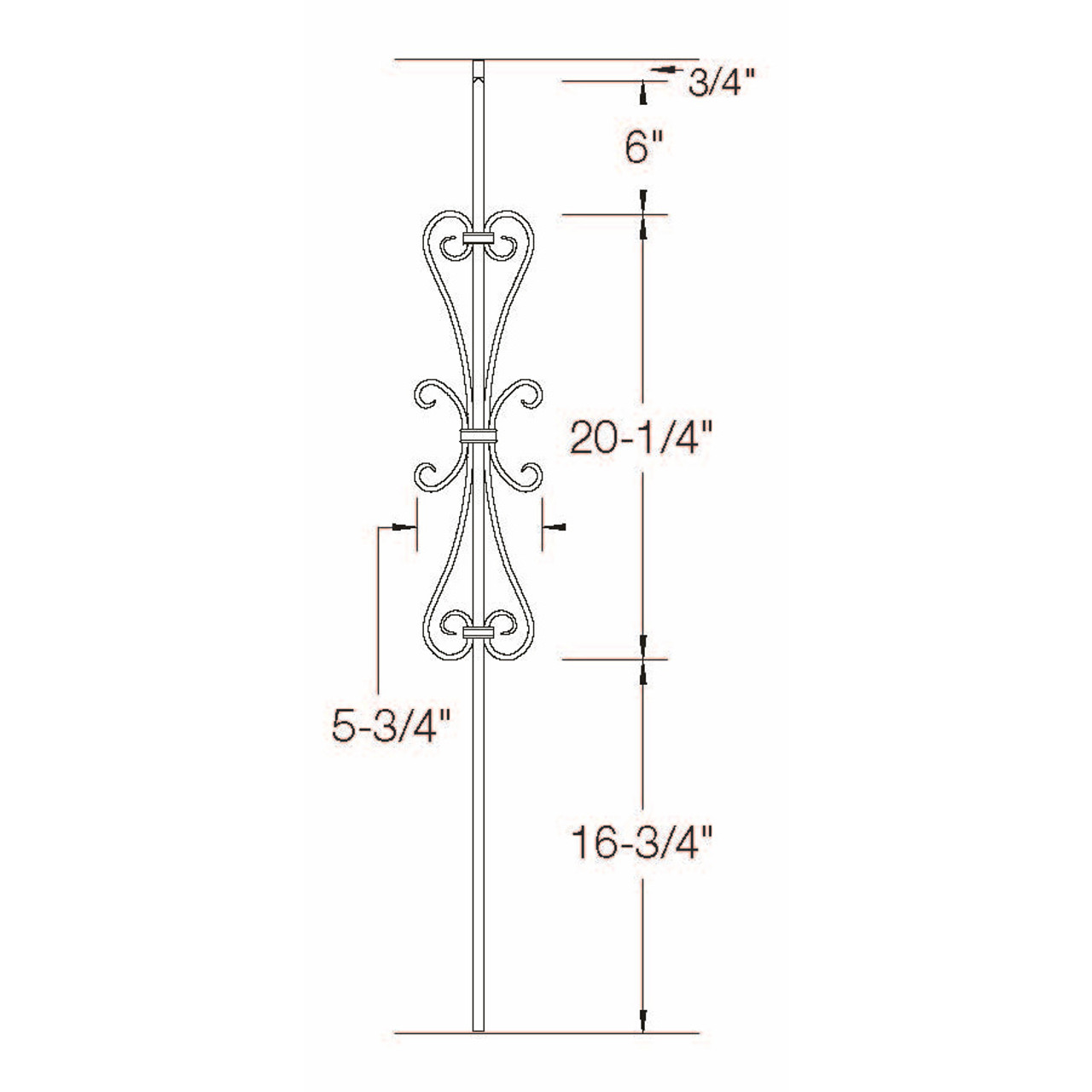 T-58 Double Heart Scroll Dimensional Information