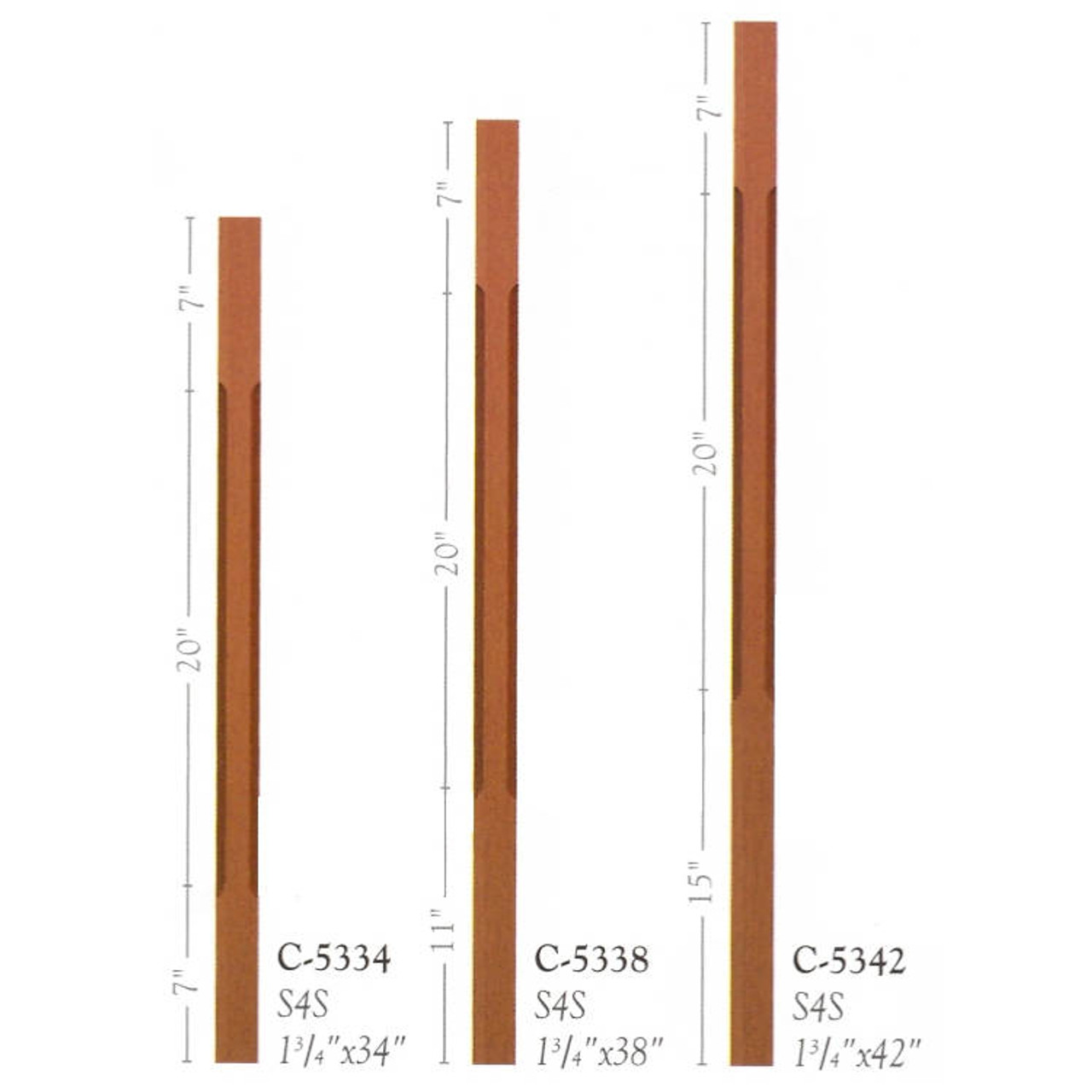 C-5342 Chamfered S4S Contemporary Baluster Set