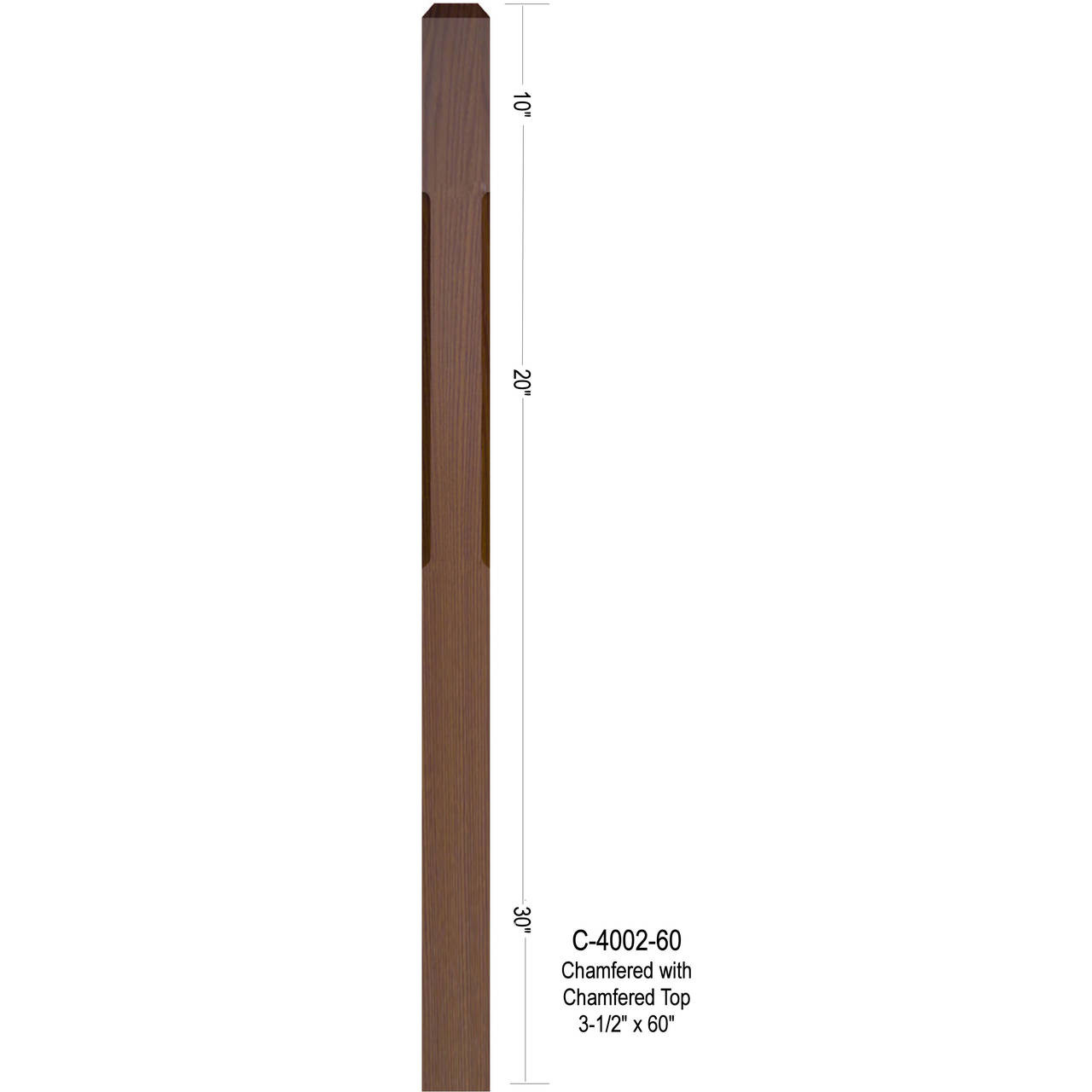 C-4002-60 60" Chamfered 3-1/2" Newel Post