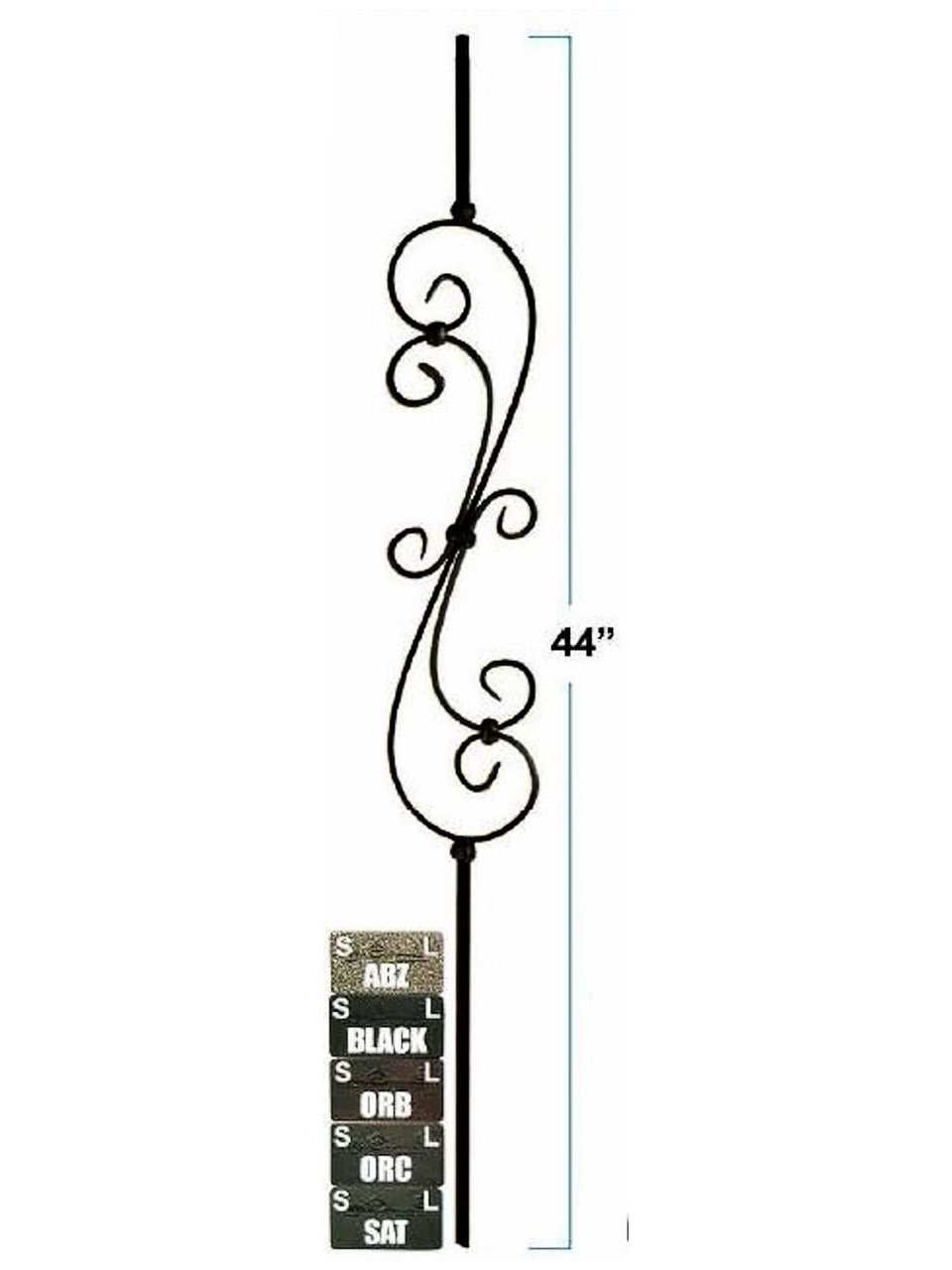 2581-LT Lite Skinny S-Scroll Hollow Tubular Steel Baluster, 12mm