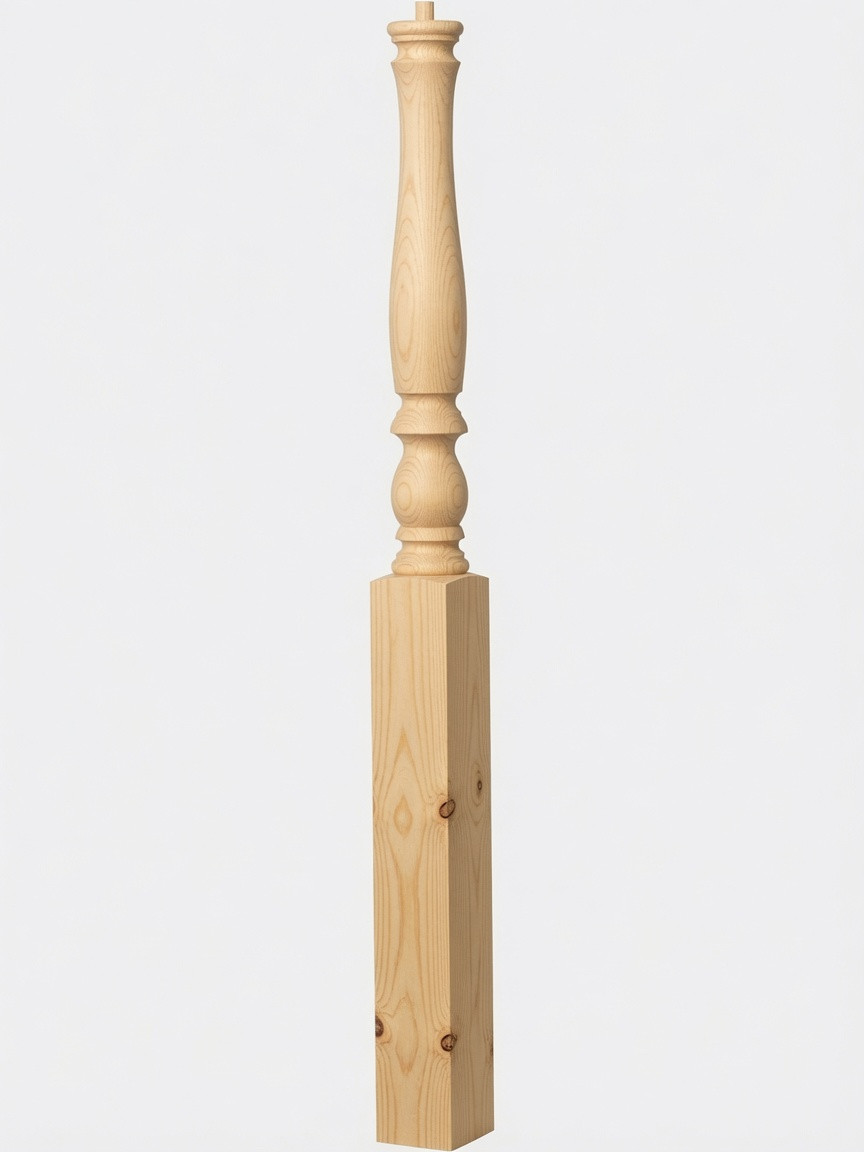 4676 Gooseneck Landing Newel Post, Country Series Pin Top - Yellow Pine
