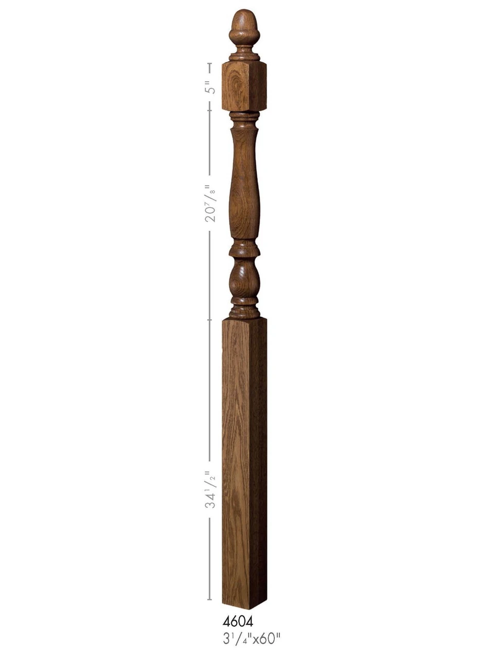 4604 Plain Country Newel Post - Dimensional Information