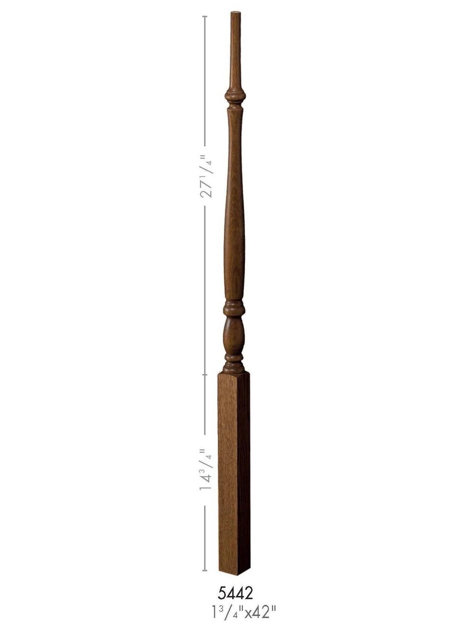 5442 42-inch Plain Country Classic Baluster Dimensional Information