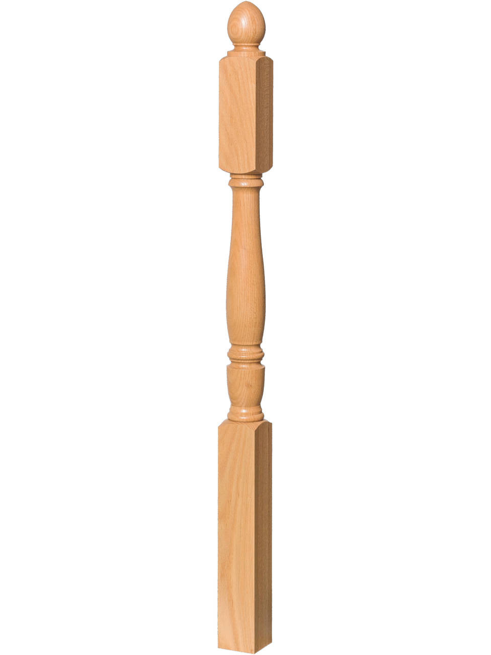 T-4545 Ball Top 2nd Floor Landing Georgia Newel Post (Plain Version Illustrated)