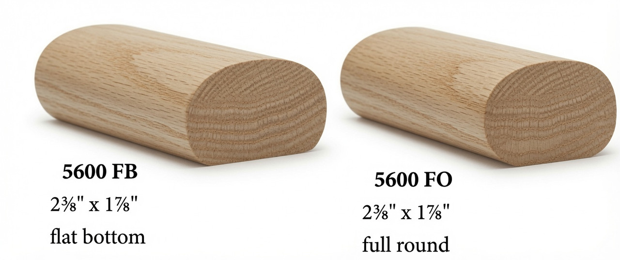 5600 Full Oval Handrai, or Oval with Flat Bottom - Ash