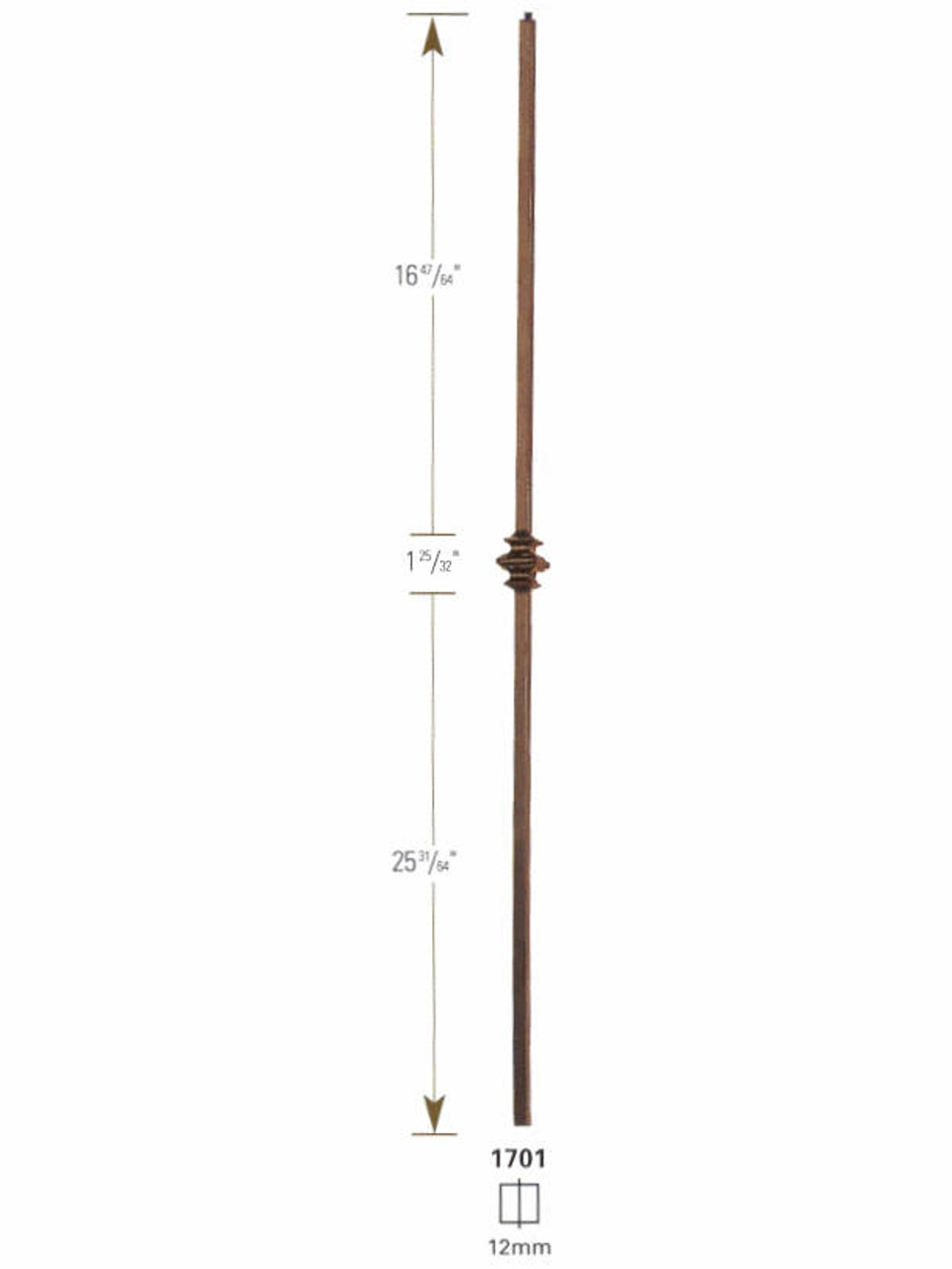 1701 Single Knuckle 12mm Iron Baluster