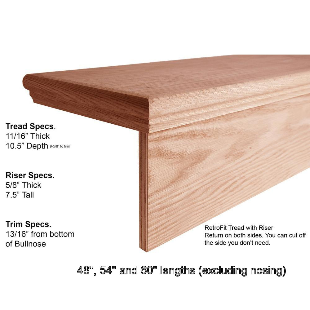 8070Retro Fit Tread with Returns, Red Oak Westfire Stair Parts
