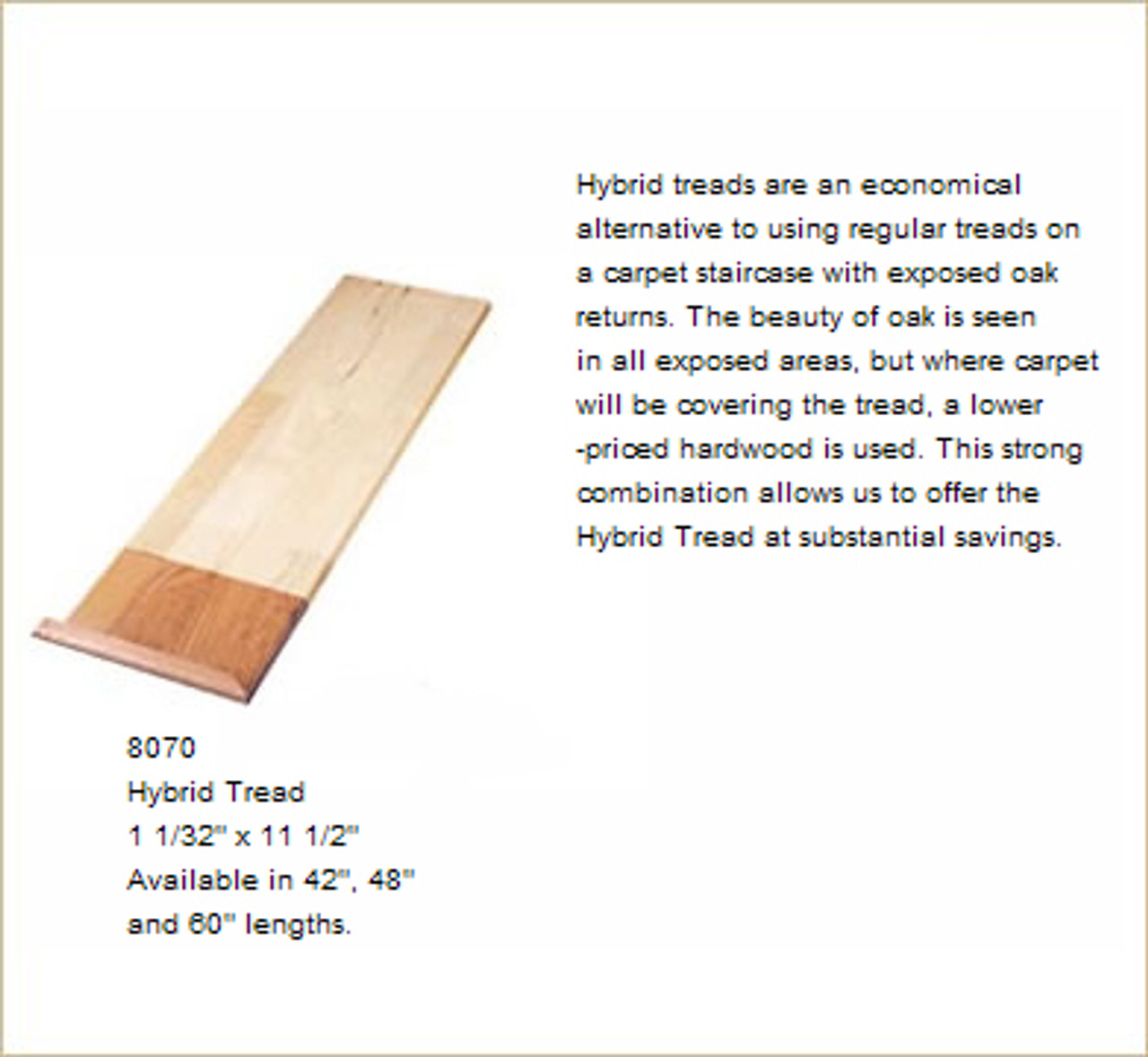 8070HT 60" Red Oak Hybrid Stair Tread