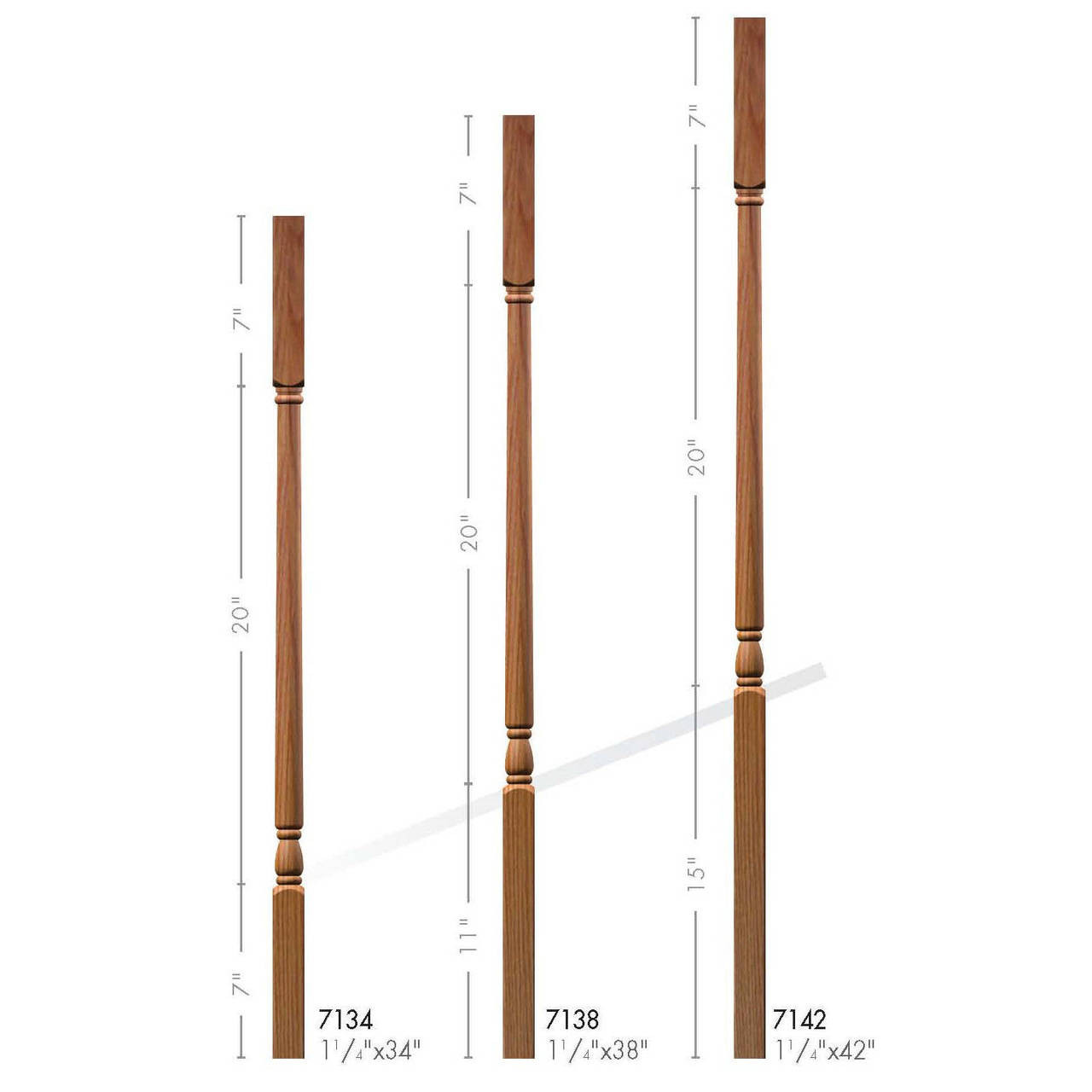 7134 34" Colonial Elegant Rise Baluster set