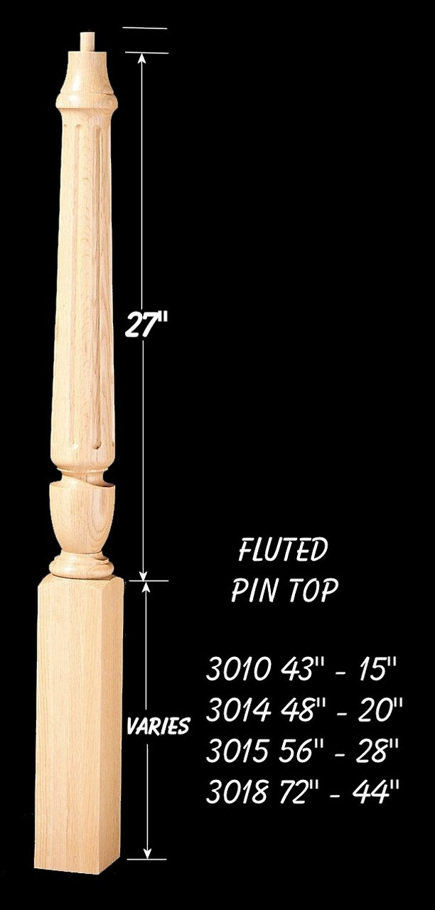 C-3010F Fluted 43" Universal Pin Top Newel Post