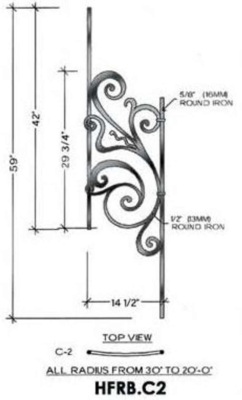 HFRB.C2 Rebecca Curved Rake Iron Panel