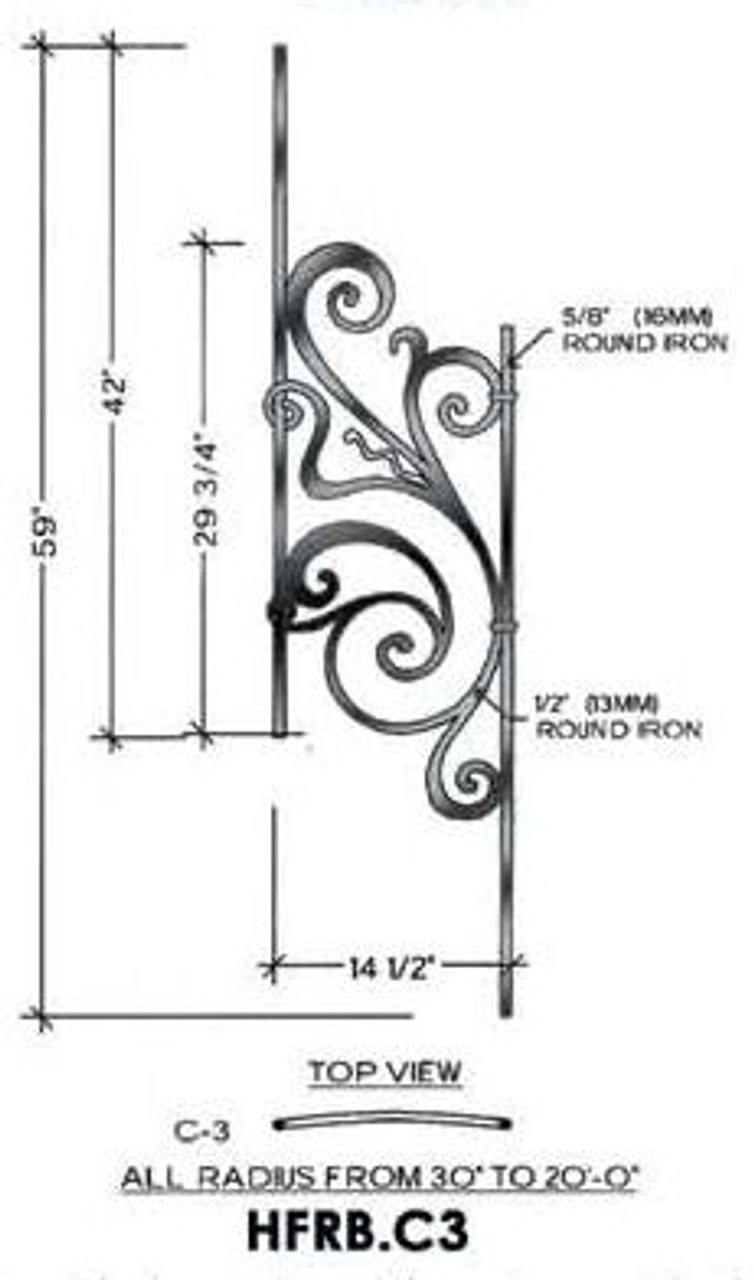 HFRB.C3 Rebecca Curved Rake Iron Panel