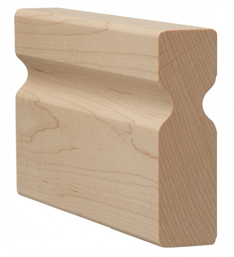 6003 2X6 Contemporary Handrail with Finger-Grips - Hard Maple