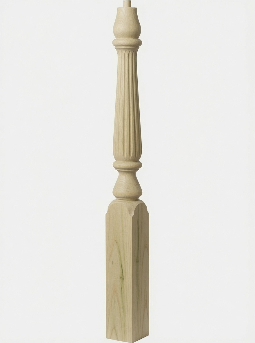  R-4811 48" Reeded Pin Top Ohio Starting Newel Post - Poplar