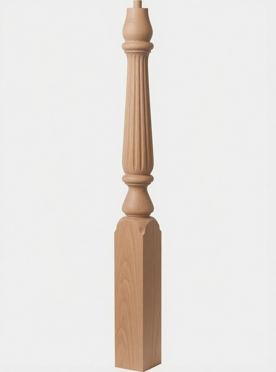  R-4811 48" Reeded Pin Top Ohio Starting Newel Post - Beech