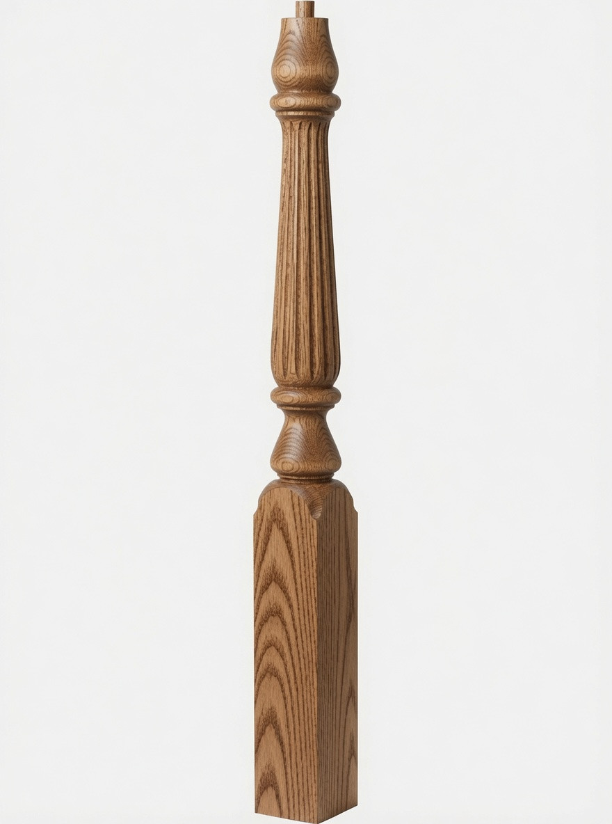  R-4811 48" Reeded Pin Top Ohio Starting Newel Post - Hickory