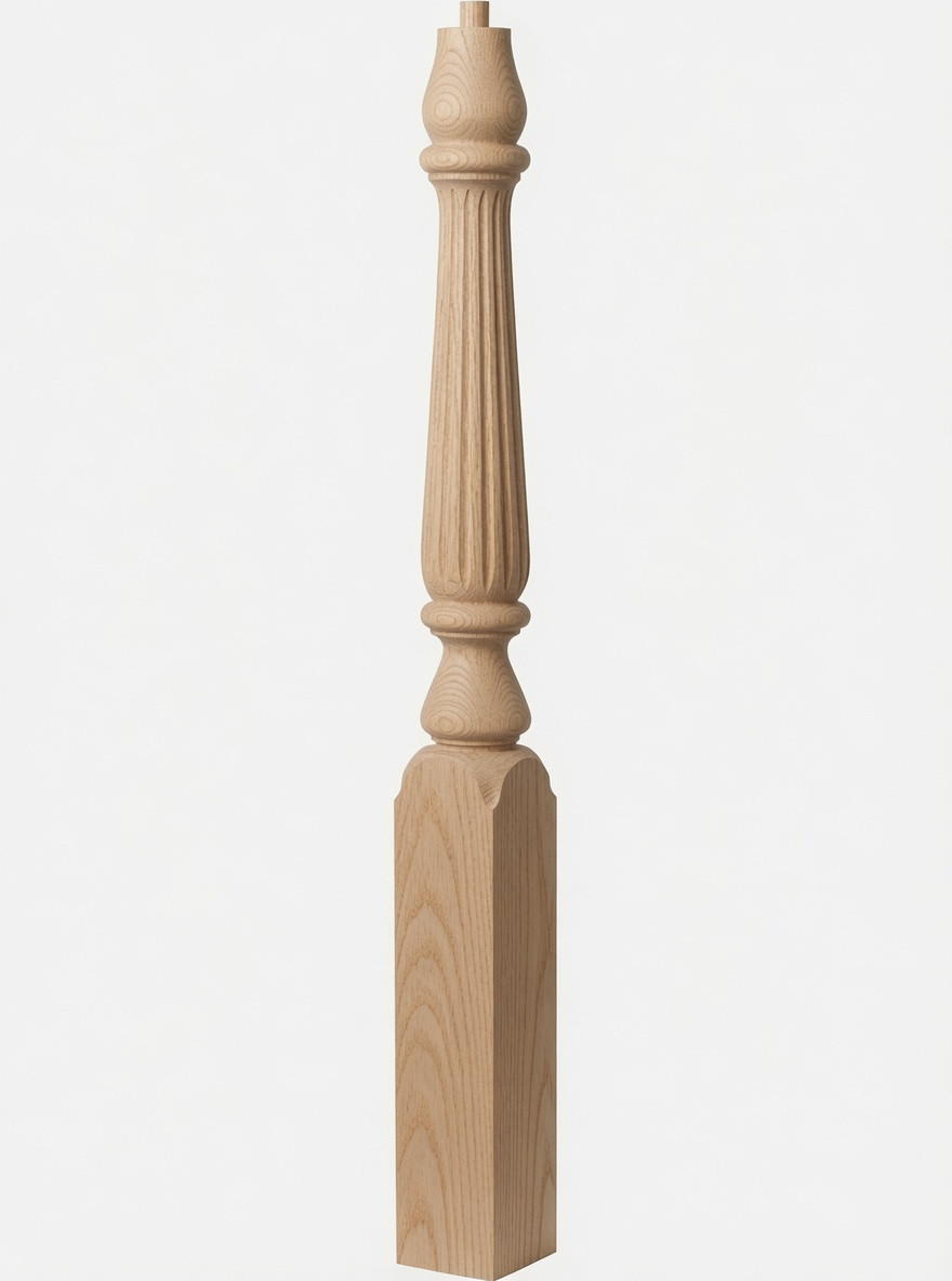  R-4811 48" Reeded Pin Top Ohio Starting Newel Post - Ash