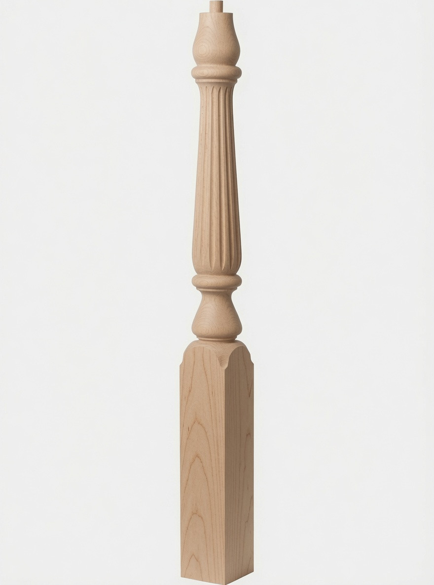  R-4811 48" Reeded Pin Top Ohio Starting Newel Post - Soft Maple