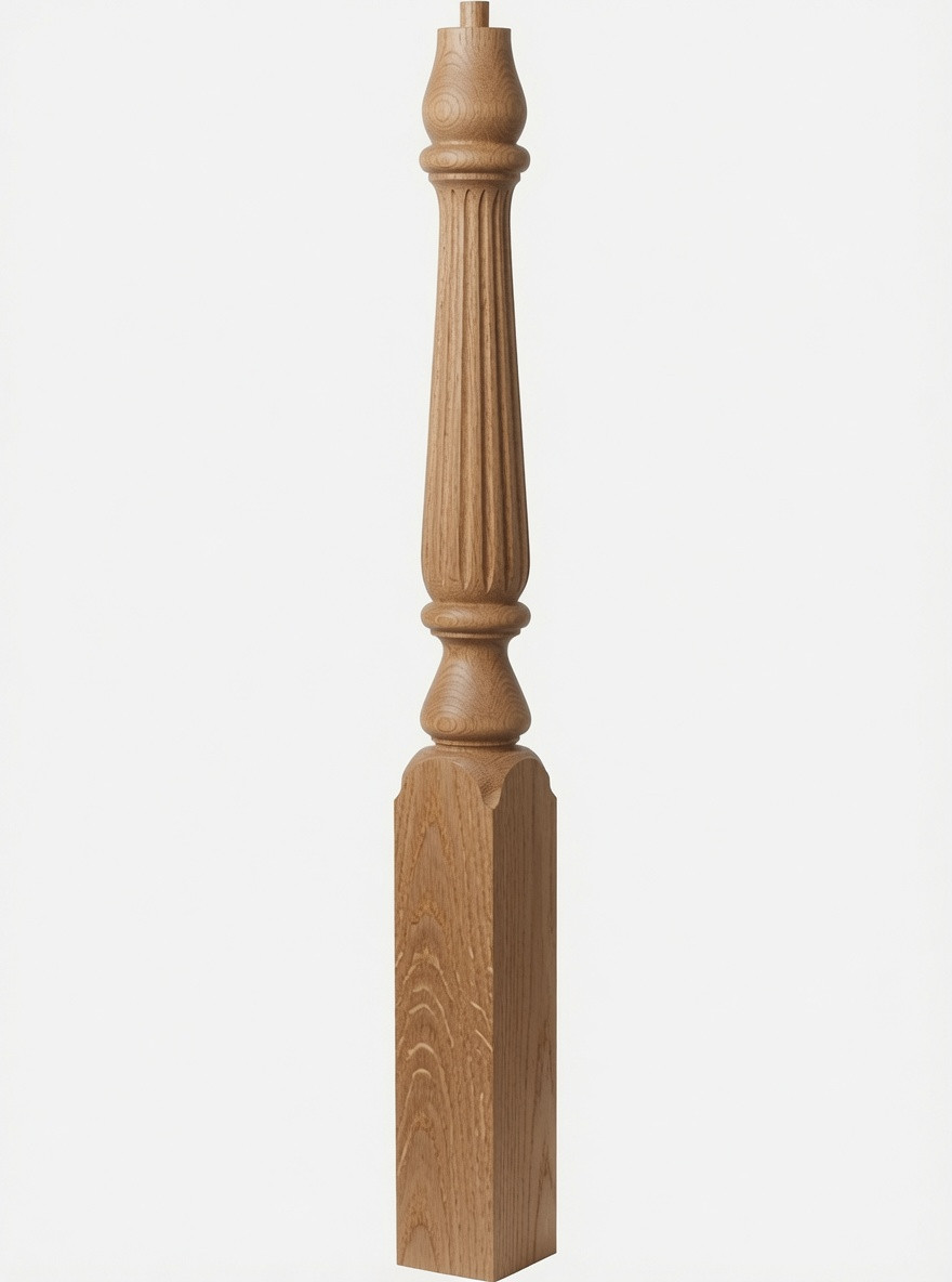  R-4811 48" Reeded Pin Top Ohio Starting Newel Post - White Oak