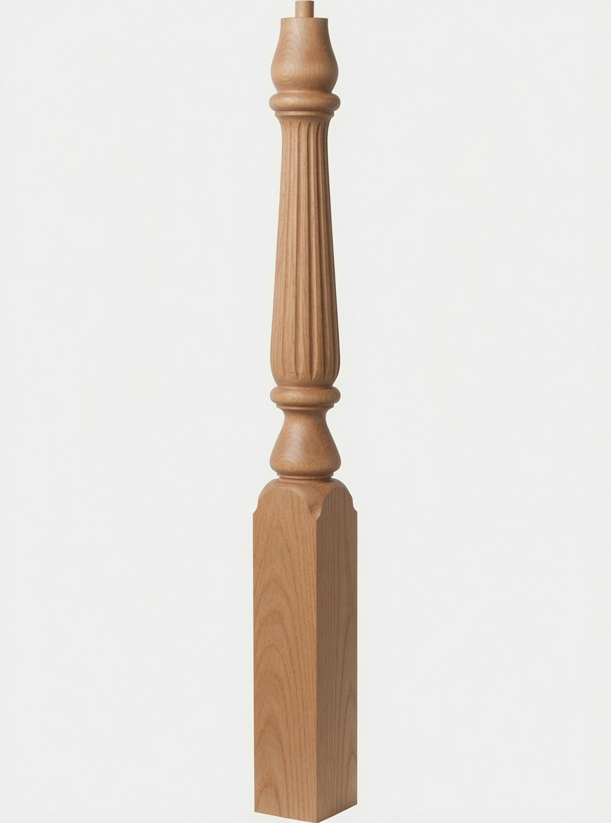  R-4811 48" Reeded Pin Top Ohio Starting Newel Post - Alder