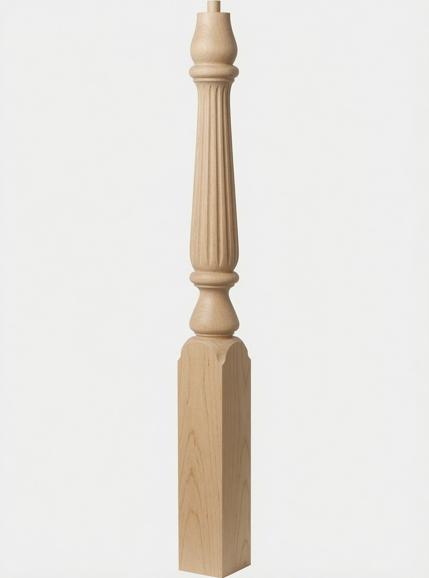  R-4811 48" Reeded Pin Top Ohio Starting Newel Post - Birch