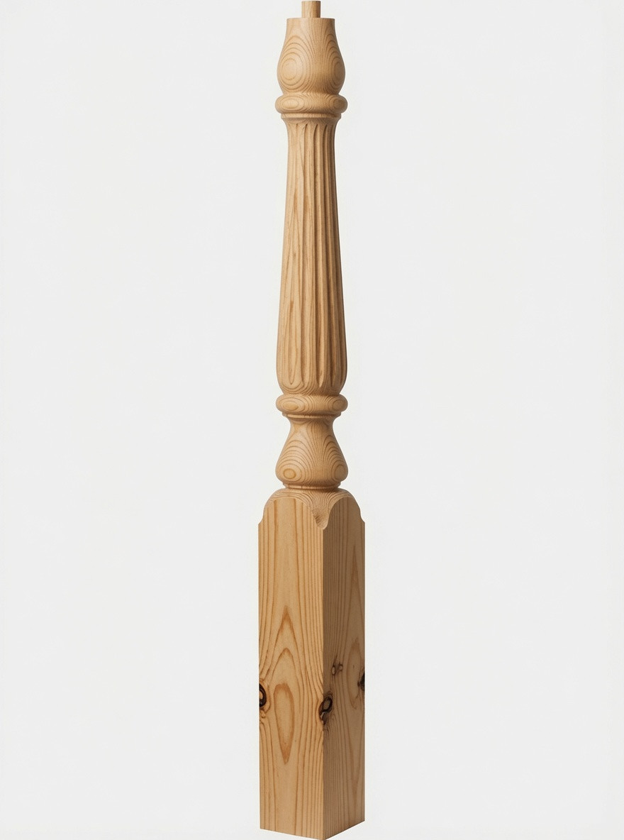  R-4811 48" Reeded Pin Top Ohio Starting Newel Post - Yellow Pine
