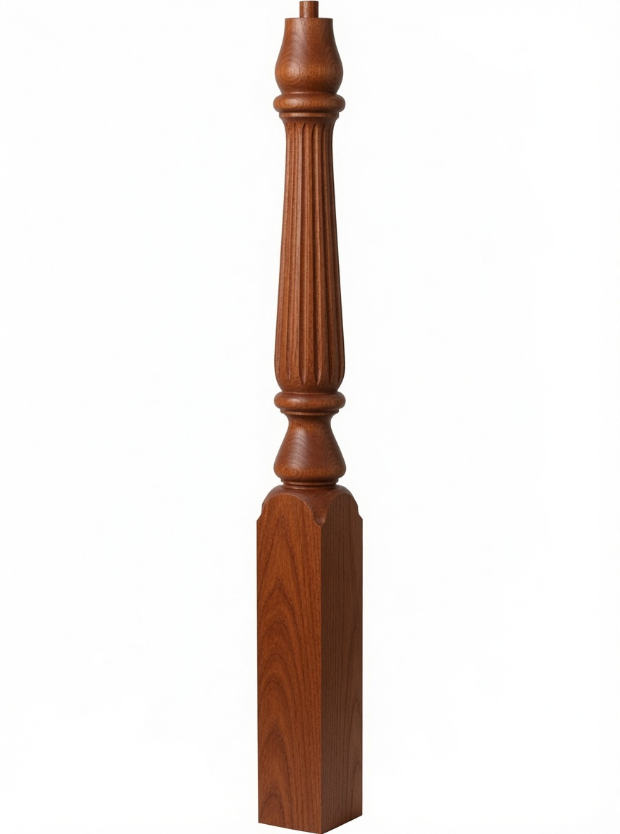  R-4811 48" Reeded Pin Top Ohio Starting Newel Post - Brazilian Cherry