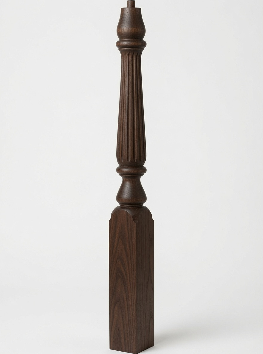  R-4811 48" Reeded Pin Top Ohio Starting Newel Post - Walnut