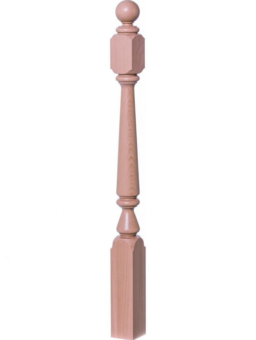 4840 48" Ball Top Ohio Starting Newel Post - Beech