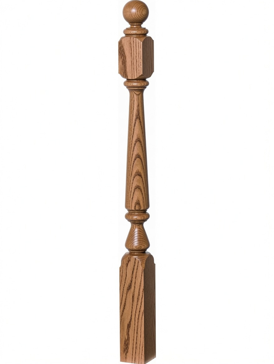 4840 48" Ball Top Ohio Starting Newel Post - Hickory