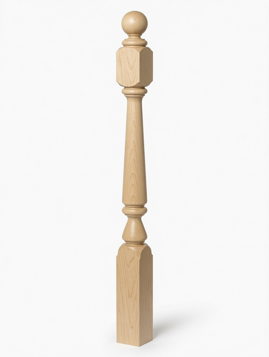 4840 48" Ball Top Ohio Starting Newel Post - Birch