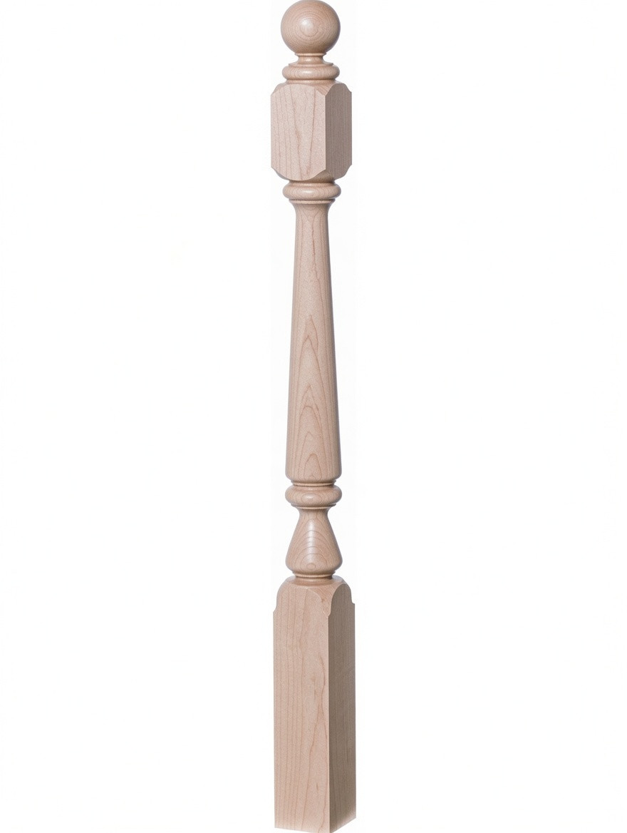 4840 48" Ball Top Ohio Starting Newel Post - Hard Maple