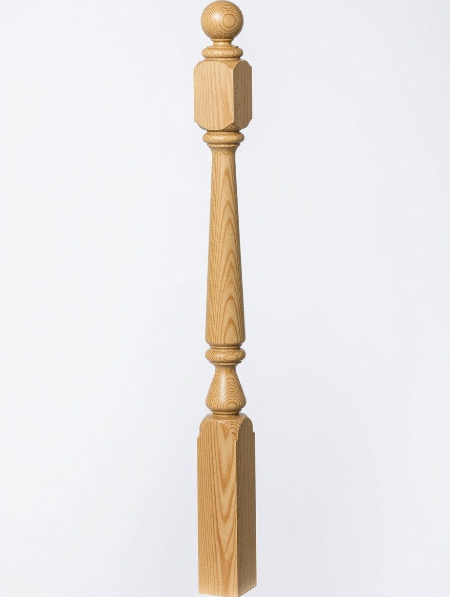 4840 48" Ball Top Ohio Starting Newel Post - Yellow Pine