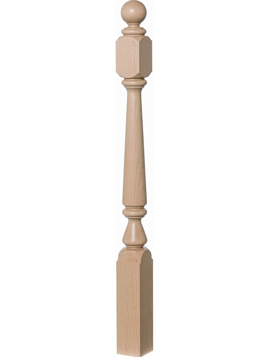 4840 48" Ball Top Ohio Starting Newel Post - Soft Maple