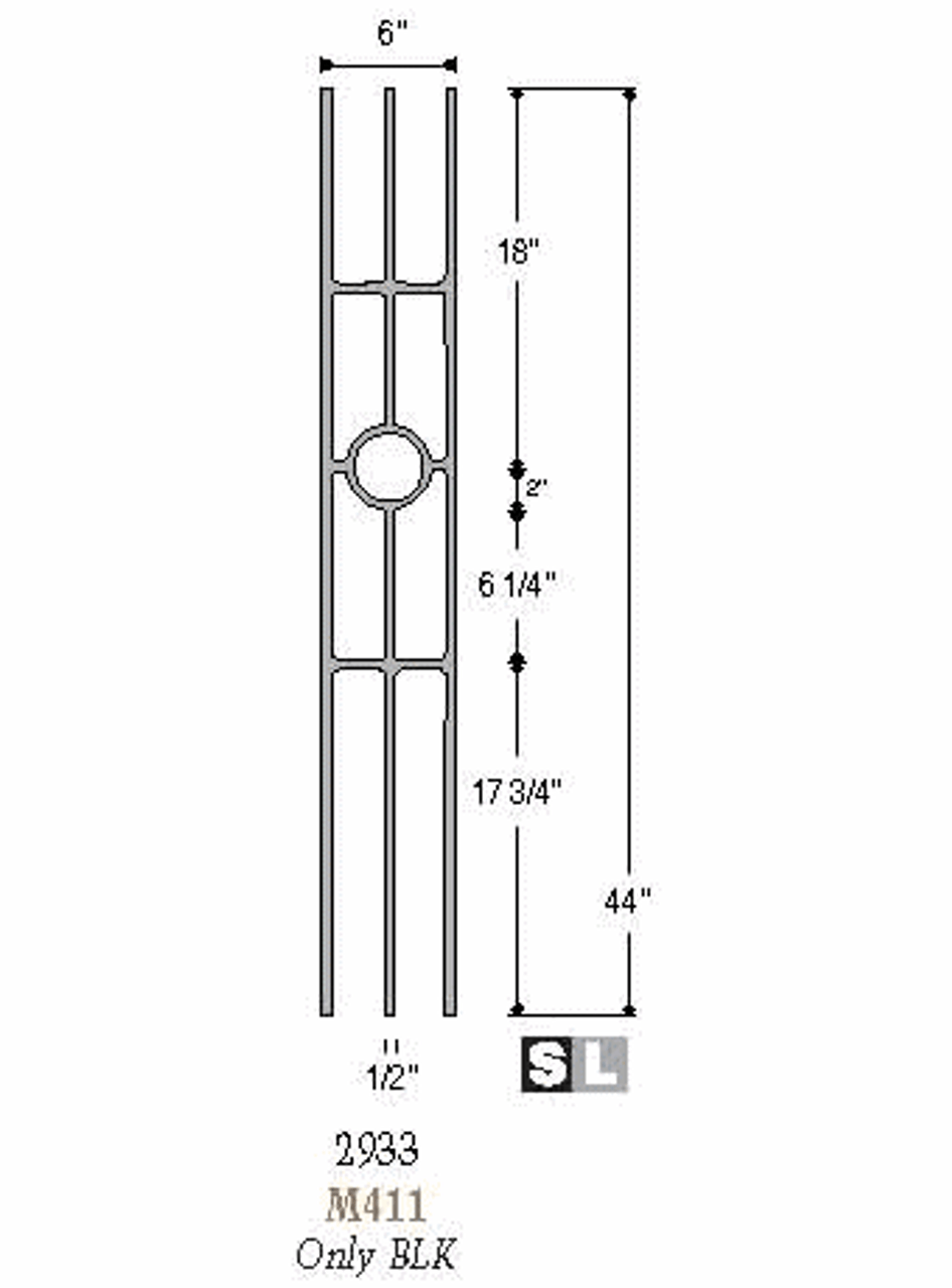 2933 Three-Legged Panel in solid iron or tubular steel, 12mm Dimensional Information