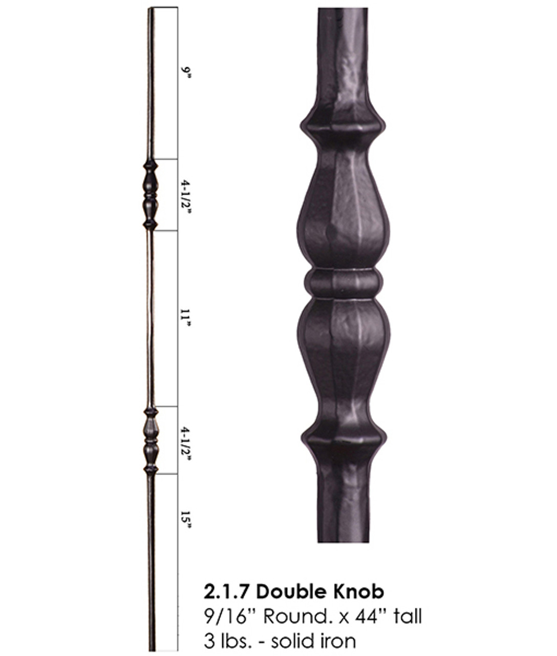 HF2.1.7 Double Knob Tuscan Baluster Round Iron Baluster