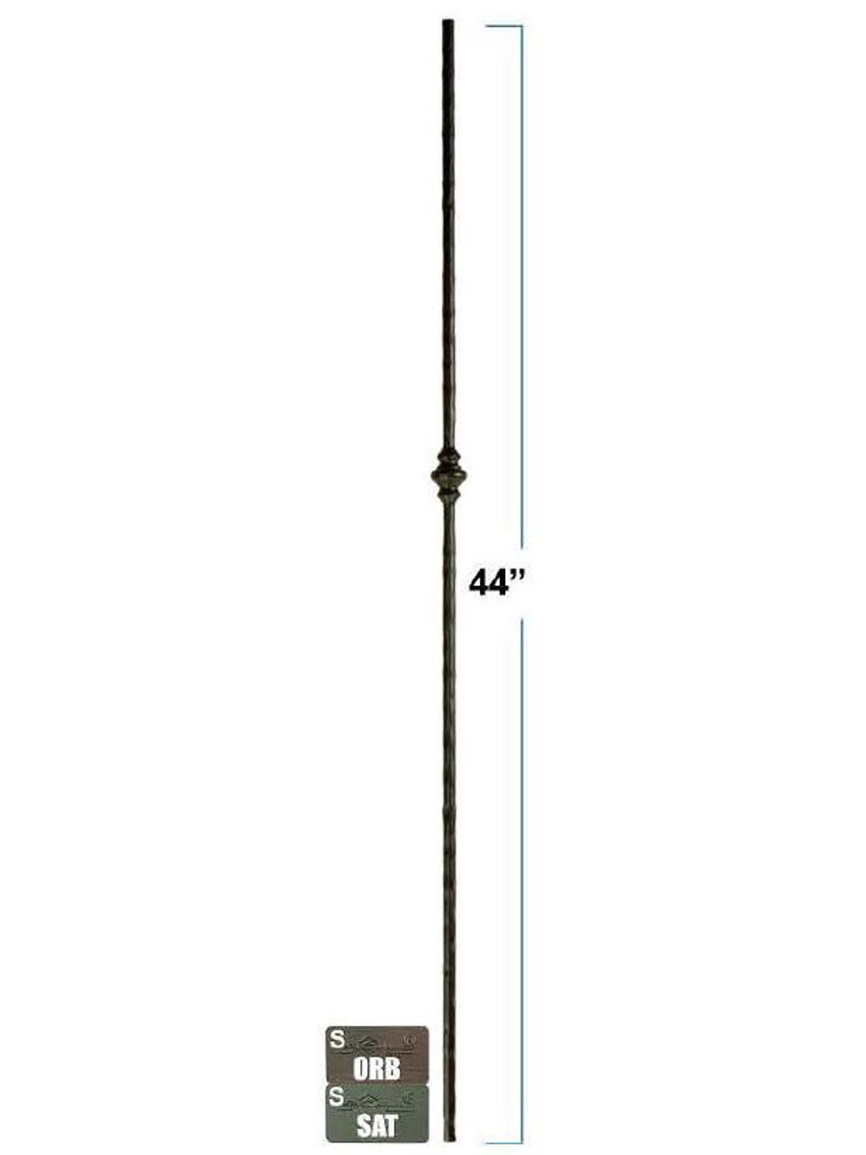 2772 Single Victorian Round Forged Wrought Iron Baluster, 1/2-inch, 12mm