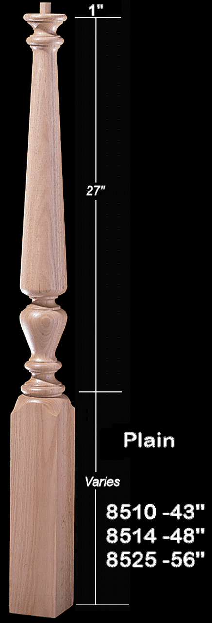 8510 Red Oak Jefferson Pin Top Starting Universal Newel Post