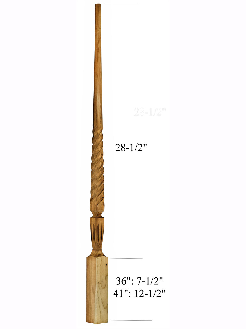 2015T/ 36" Stockbridge Twist Pin Top Baluster Dimensions