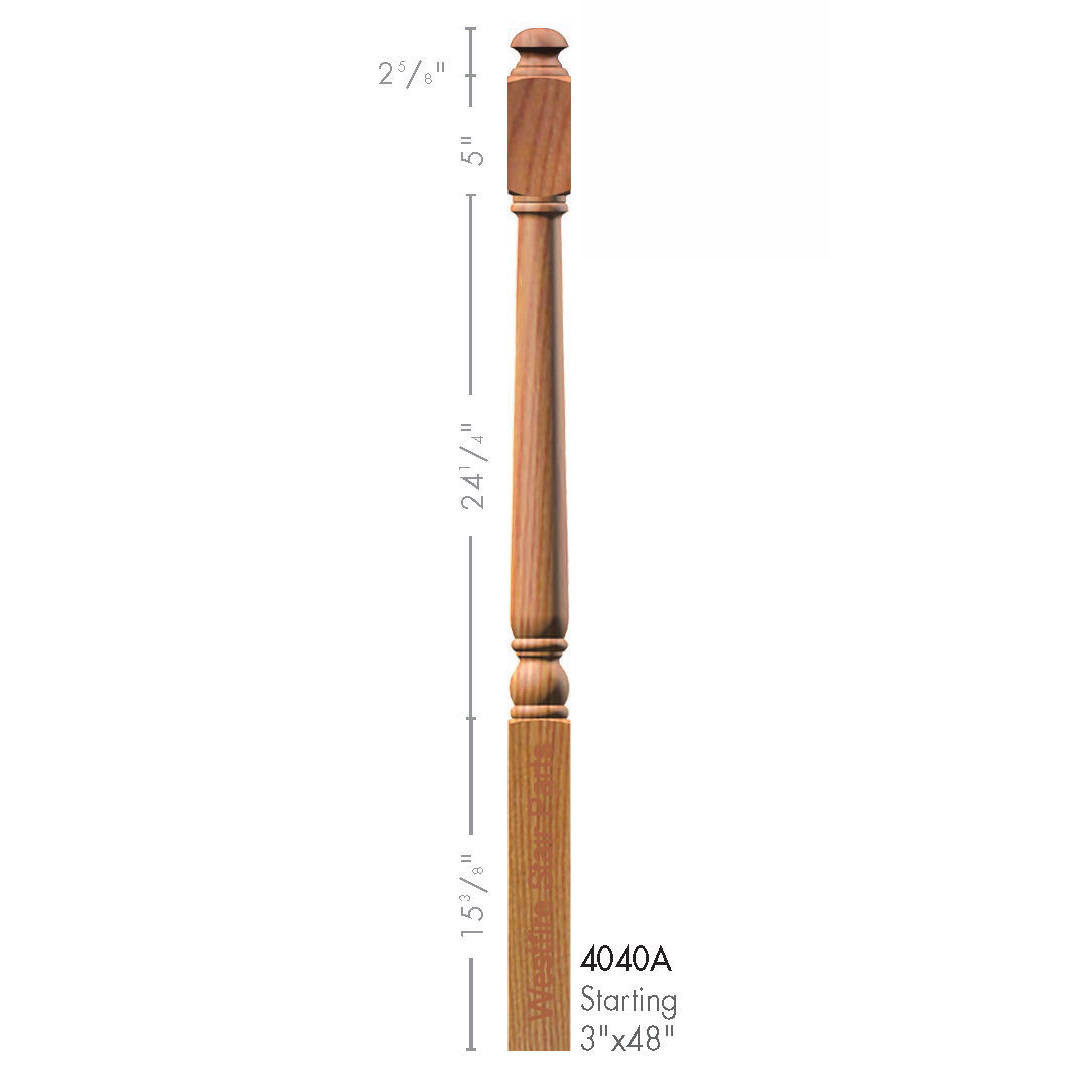 SP-4040A Poplar Colonial Starting Newel Post
