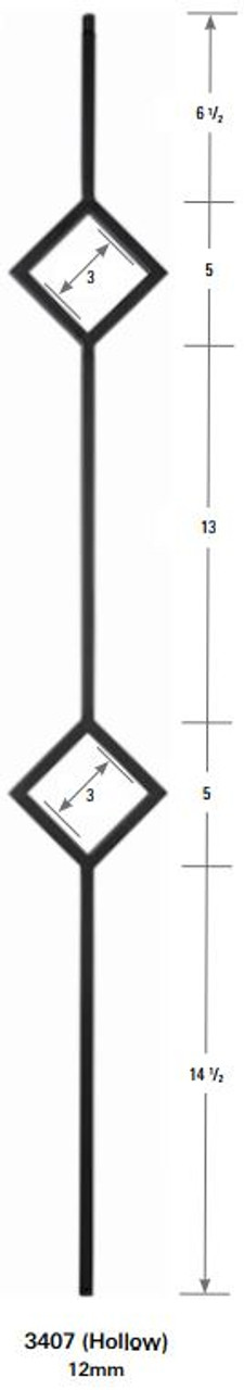 3407 Two Diamond Tubular Steel Forma Baluster