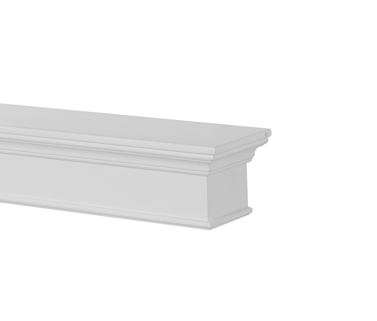 The Henry MDF Mantel Shelf, Painted White, Right Corner View