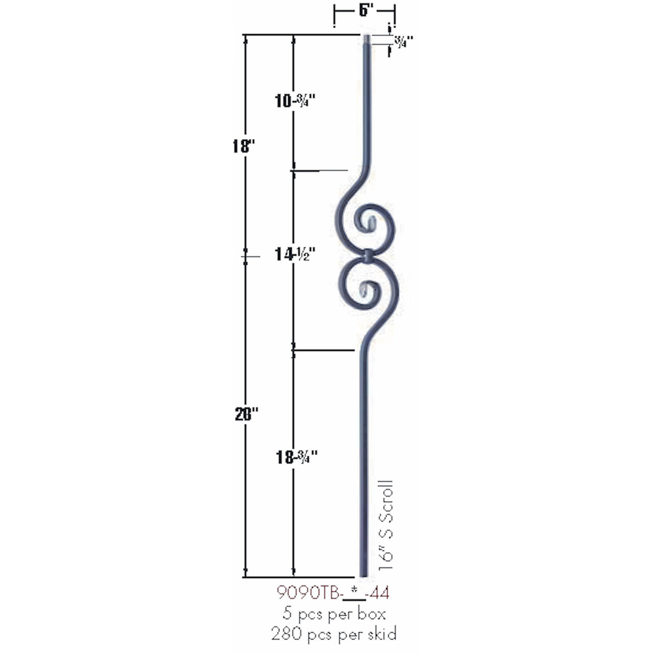 9090TB Spiral Scroll Dimensional Information