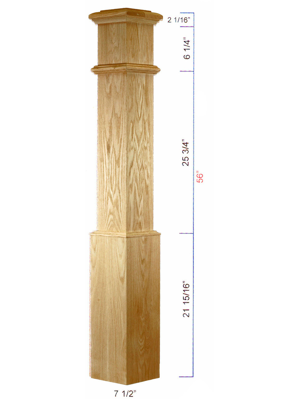 C-4095 Large Plain Traditional Box Newel dimensional information