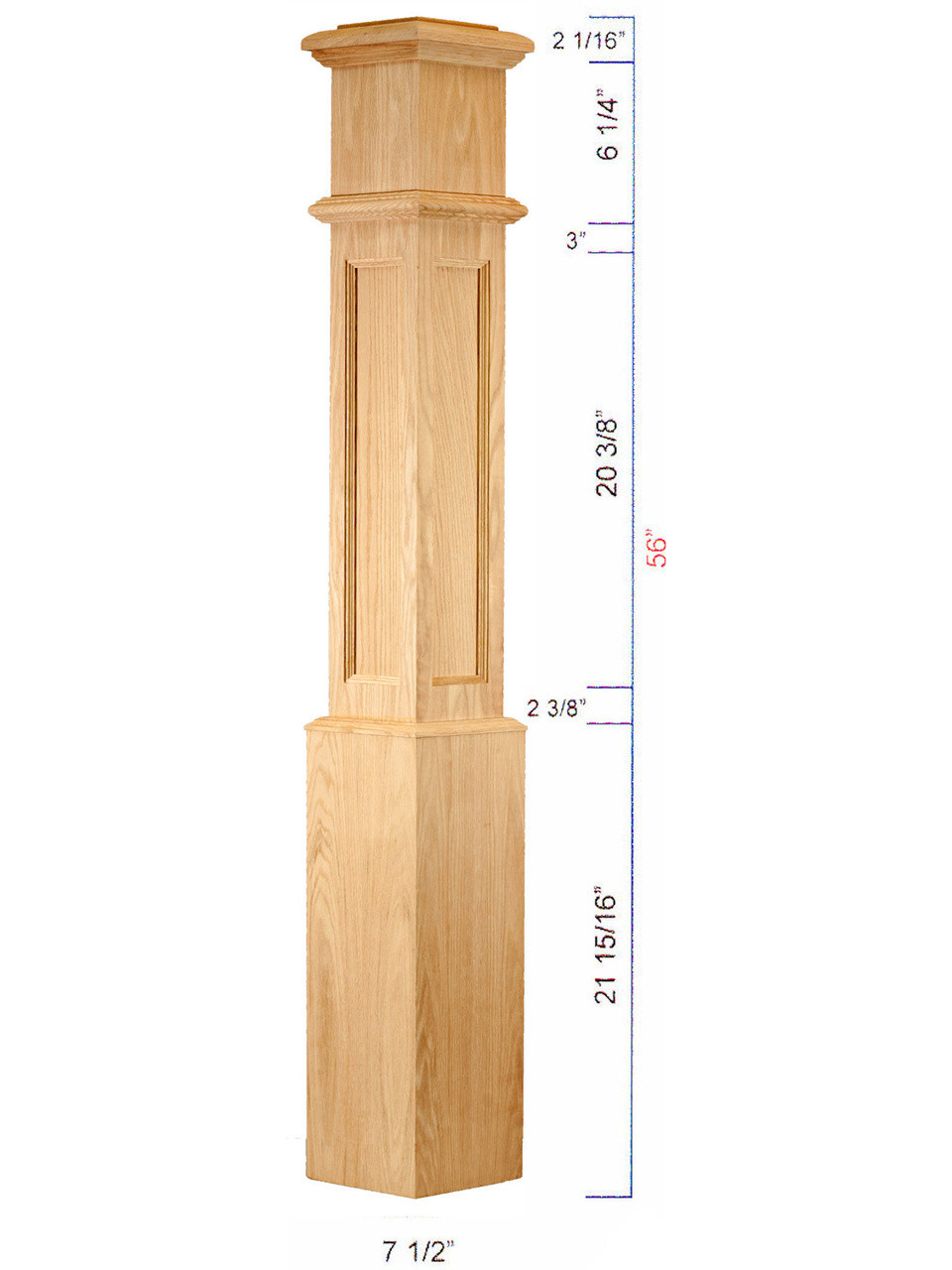 C-4891-FP Large Flat Panel Traditional Box Newel Dimensional Information